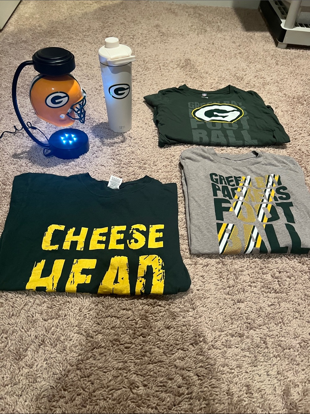 Youth Green Bay Packers Bundle - shirts, water bottle and custom football light